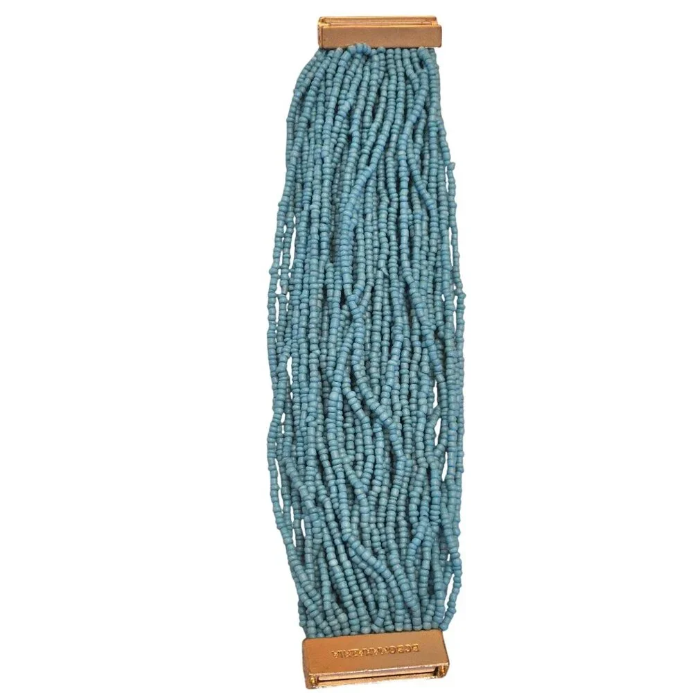 BCB Max Azria Turquoise Beaded Multi Strand Wrap Bracelet With Magnetic Closure‎